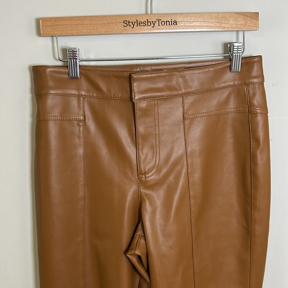 Free People We The Free Uptown High Rise Faux Leather Pant Brown Sz 8 - Picture 6 of 16